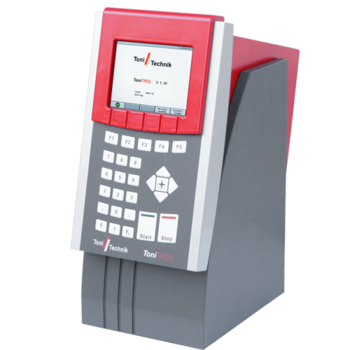 Digital measurement and control system for the functions measuring, controlling and monitoring of building material testing machines
